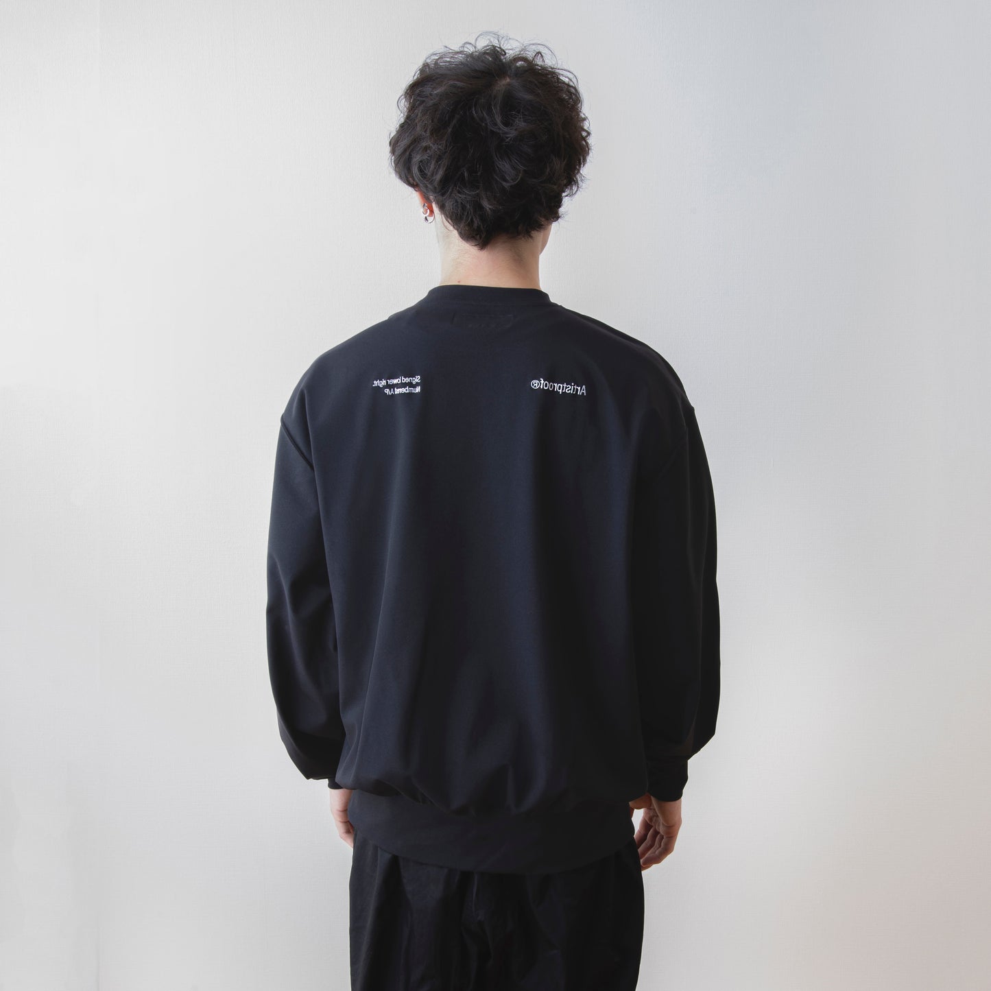 Split Logo Crewneck Jersey Stretch Black