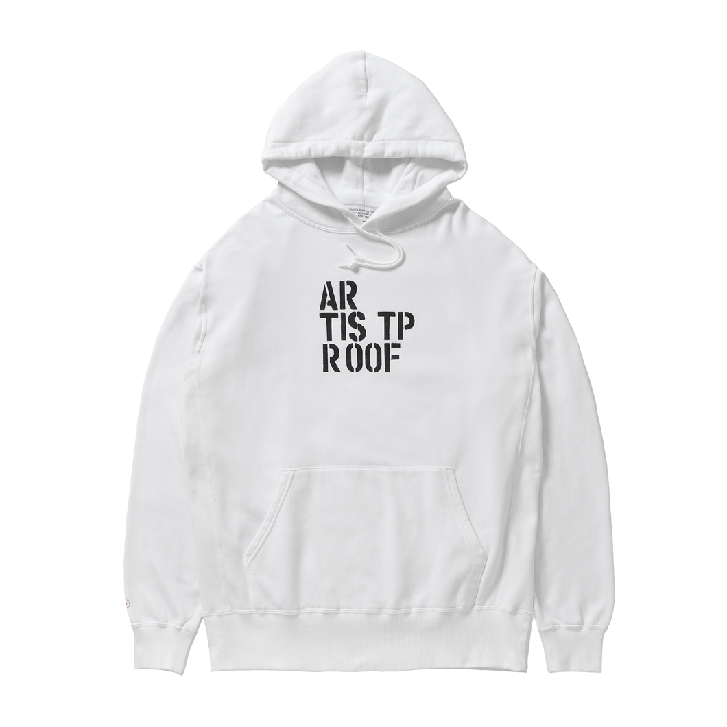 ARTIST PROOF STENCIL HOODIE WHITE