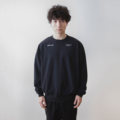 Split Logo Crewneck Jersey Stretch  Black