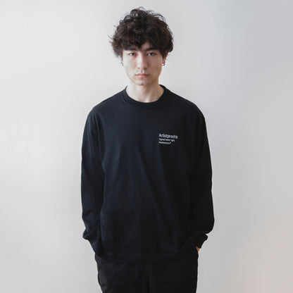 3Lines Logo  L/S T-Shirt  Black（white embroidery）
