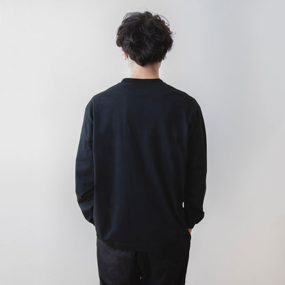 3Lines Logo  L/S T-Shirt  Black（white embroidery）