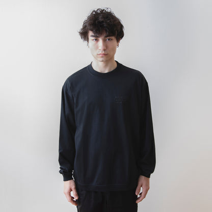 3Lines Logo  L/S T-Shirt Black（black embroidery）