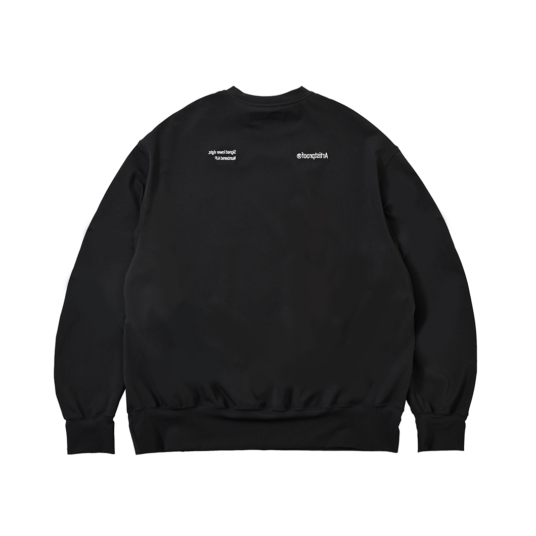 Split Logo Crewneck Jersey Stretch  Black