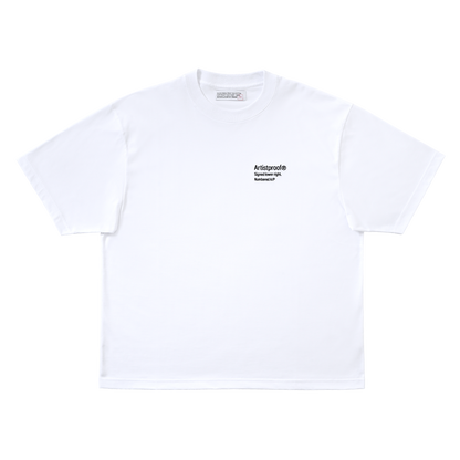 3 Lines Logo S/S T-Shirt White（black embroidery）