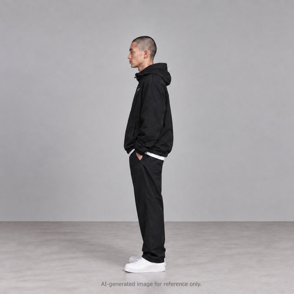 CORDURA®︎ Nylon Hooded Jacket w/Drawcord Black