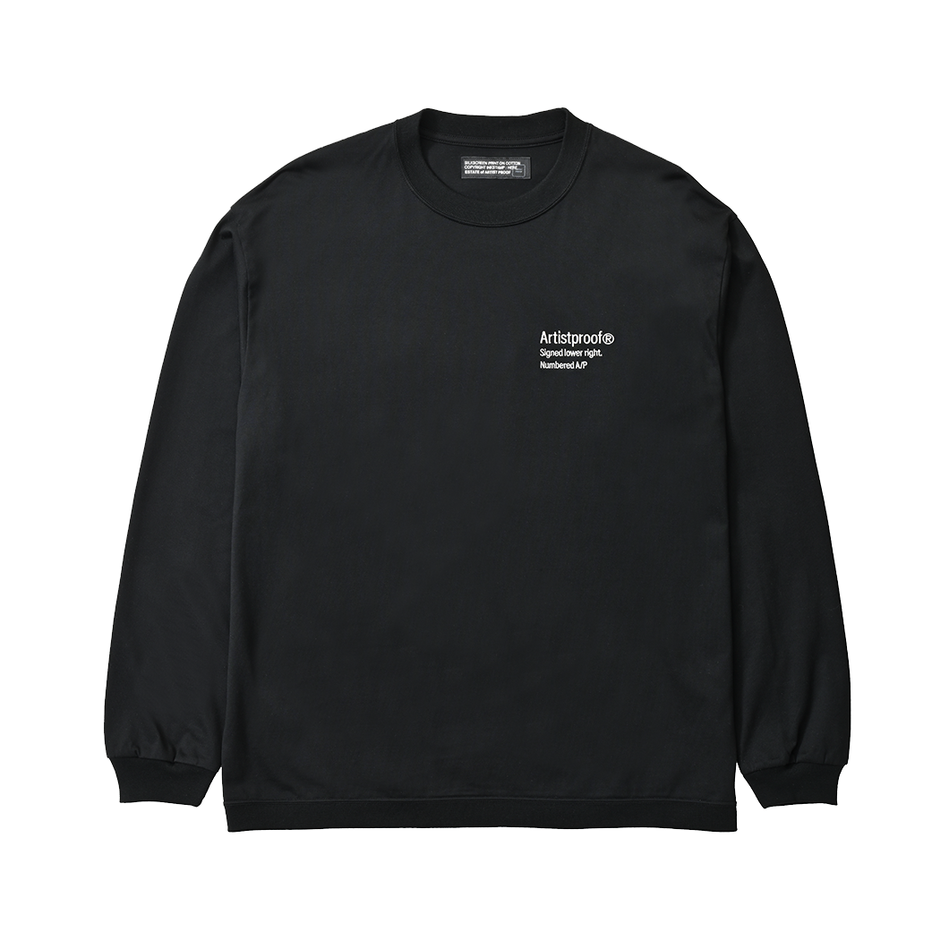 3Lines Logo  L/S T-Shirt  Black（white embroidery）