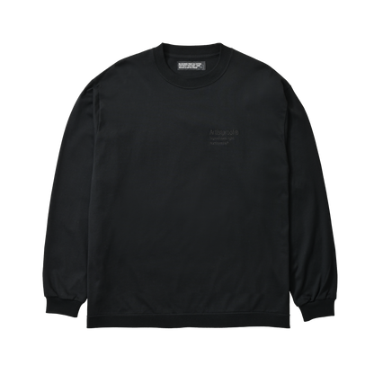 3Lines Logo  L/S T-Shirt Black（black embroidery）