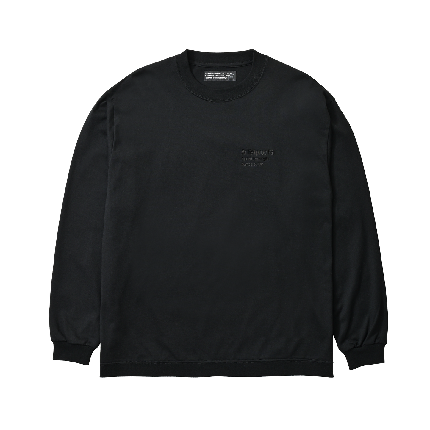 3Lines Logo  L/S T-Shirt Black（black embroidery）