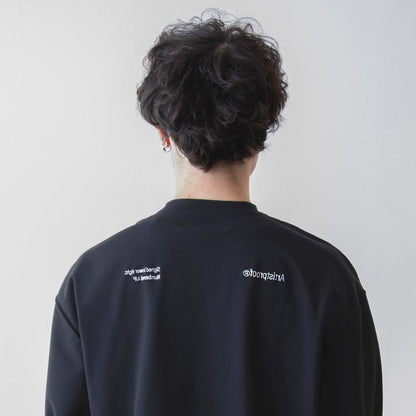 Split Logo Crewneck Jersey Stretch  Black