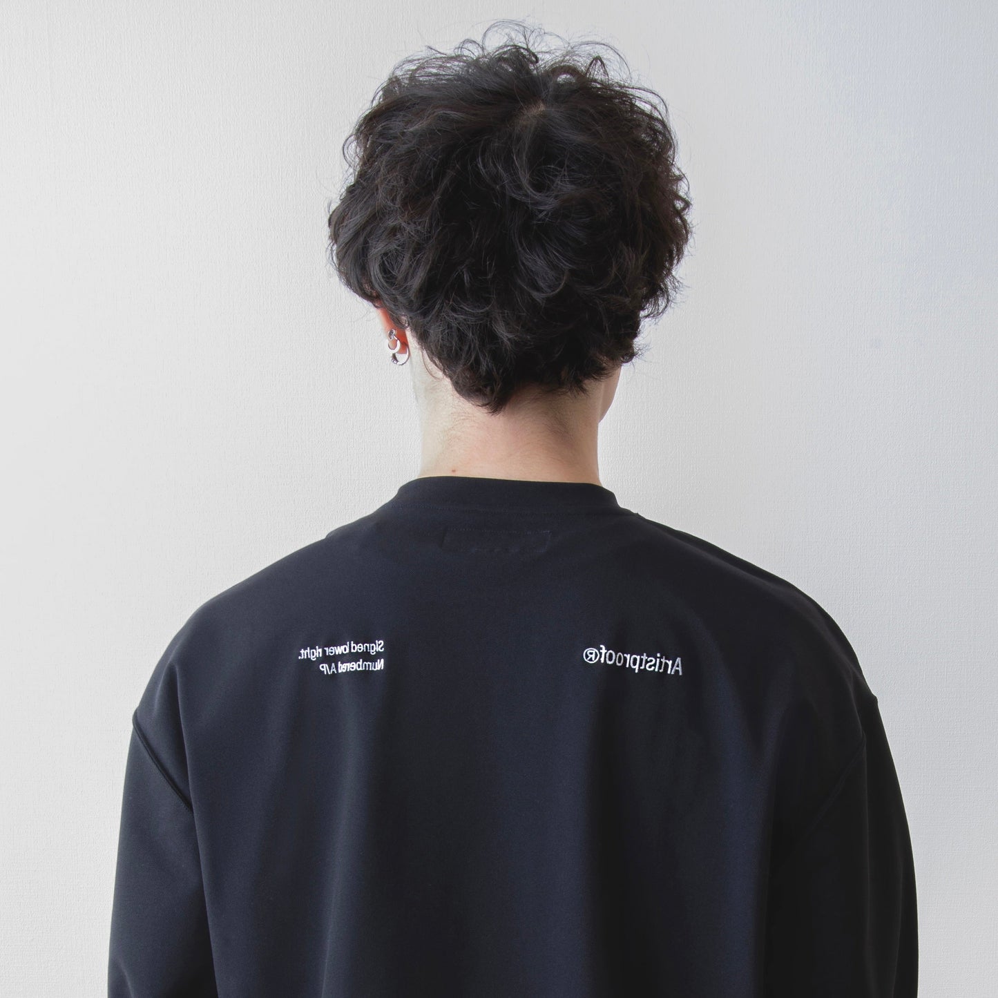 Split Logo Crewneck Jersey Stretch  Black